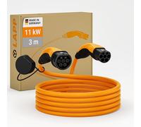 Lapp Mobility Type 2 Charging Cable orange, 11 KW 3 m - 20a Charging Cable E Car 3-Phase - IP55 Protected Charging Cable Mode 3 - Charging Cable Type 2 with Corrosion-resistant Plug Contacts 75743