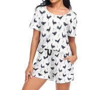 Laprad Women's Pajama Set Soft Short Sleeve 2 Piece Lounge Sleepwear Pjs Sets with Pockets, Roosters Chickens, XL
