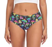 Laprad Women's Underwear Brief Breathable Soft Bamboo Viscose Ladies Panties, Bright Psychedelic Mushrooms, M