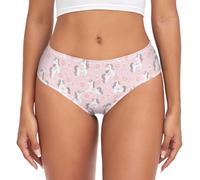Laprad Women's Underwear Brief Breathable Soft Bamboo Viscose Ladies Panties, Cute Unicorn Flowers, M