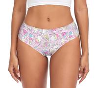 Laprad Women's Underwear Brief Breathable Soft Bamboo Viscose Ladies Panties, Cute Unicorn Ice Cream, L