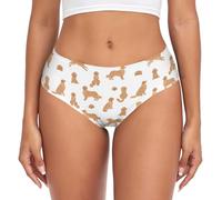 Laprad Women's Underwear Brief Breathable Soft Bamboo Viscose Ladies Panties, Golden Retriever Dogs, M