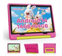 Laptok 10 Inch Kids Tablet, Android 14 Tablet for Kids With 14GB+64GB+1TB Expandable, Octa-Core Processor, Face ID, 5MP+8MP, 5000mAh, Parental Control, 5G WiFi 6, BT 5.3, Protective Case,Pink