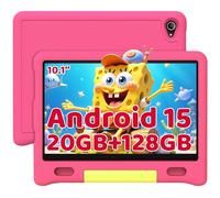 Laptok 10 Inch Kids Tablet, Android 15 Tablet for Kids with 20GB+128GB+1TB Expand｜Octa-Core｜Face ID｜5MP+8MP｜Parental Control｜WiFi 6｜BT 5.3｜Dual Speakers｜Protective Case(Pink)