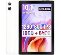 Laptok 10 Inch Tablet Android 14, 10GB RAM 64GB ROM 1TB TF, Octa-Core 2.0GHz Processor, 5G+2.4G WiFi 6, 8+5MP Dual Camera, 5000mAh Battery, Newest Tablets with Widevine L1 White