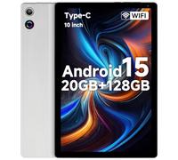 Laptok Tablet, 10.4 inch Android 15 Tablet, 20GB RAM 128GB ROM 1TB TF Card Expandable Octa-Core, Widevine L1, 1280 * 800 HD Touchscreen, Face ID, Bluetooth 5.3, WiFi 6, Fast Charging (Silver)