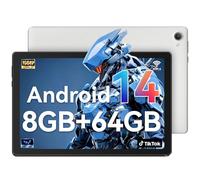 Laptok Tablet 10 Inch, Android 14 Tablet with 8GB+64GB+1TB, Face ID & Fast Charging, 5MP+8MP, 5000mAh, WiFi 6 (2.4GHz & 5GHz), Bluetooth 5.3, 1280 * 800 IPS HD Screen(White)