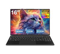 Laptop 16" 12GB+512GB SSD Celeron N5095 Up to 2.9 GHz Win 11 Laptop Support 512GB TF 1TB SSD Expand Notebook with 1920 * 1200 FHD 5G WiFi BT 4.2 Webcam Cooling Fan for Students and Business-Black