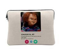Laptop and Tablet Case Linen Look Chucky Social Network Meeting Love - 10 Inches Protective Laptop Sleeve Printed in France