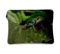 Laptop and Tablet Case Linen Look Exotic Frog Multi-Coloured Beautiful Close-Up Photo - 12-13 Inches Protective Laptop Sleeve Printed in France
