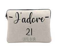 Laptop and Tablet Case Linen Look - J'adore 21 Cote d'or Department France Region - 14-15 Inches Protective Laptop Sleeve Printed in France