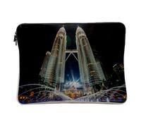Laptop and Tablet Case Linen Look - Kuala-Lumpur Malaysia Against Diving - 12-13 Inches Protective Laptop Sleeve Printed in France