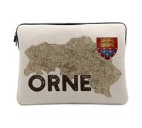 Laptop and Tablet Case Linen Look - Orne 61 Department Alençon Rare Old Map - 14-15 Inches Protective Laptop Sleeve Printed in France