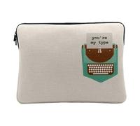 Laptop and Tablet Case Linen Look - Pocket You're My Type Typewriter Drawing Love - 14-15 Inches Protective Laptop Sleeve Printed in France