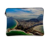 Laptop and Tablet Case Linen Look Rio de Janeiro Brazil Panorama City Bay Holiday 14-15 Inches Protective Laptop Sleeve Printed in France
