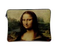 Laptop and Tablet Case Linen Look - The Mona Lisa Leonard De Vinci Painting Masterpiece - 12-13 Inches Protective Laptop Sleeve Printed in France