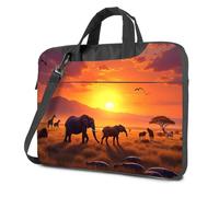 Laptop Backpack African Savanna At Sunset With Elephants, Giraffes, And Hippos Laptop Bag 14 Laptop Sleeve Travel Laptop Backpack(29x38cm)