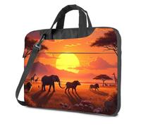 Laptop Backpack African Savannah At Sunset With Elephants, Lions, Giraffes, And Flamingos Laptop Bag Travel Laptop Backpack Laptop Bag For Women(26x36cm)