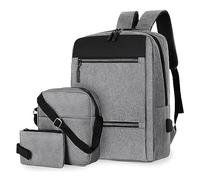 Laptop Backpack, Business Backpack with Shoulder Bag and Purse, 3 Pieces for School and Business Travel Backpacks For Women Lightweight, gray, standard size, Rucksack Backpacks