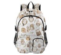 Laptop Backpack Cartoon Barred Owl Light Bookbags for Teen Boys 17.5"
