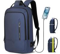 Laptop Backpack, Expandable Waterproof Rucksack 15.6 Inch-Blue | Business Backpack with USB Charging Port, Water Resistant Anti-Theft Slim Laptop Rucksack for Office, Work, Travel & Outdo
