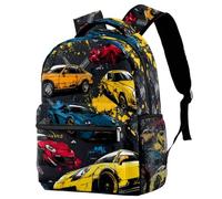 Laptop Backpack for Men and Women, Colorful Racing Cars Work Bag Lightweight Travel Daypack