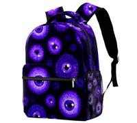 Laptop Backpack for Men and Women, Eyeball Seamless Pattern Purple Background Work Bag Lightweight Travel Daypack