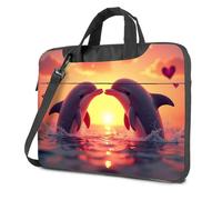 Laptop Backpack For Men Two Dolphins Kissing At Sunset Laptop Bag Laptop Travel Backpack 15.6 Laptop Case(26x36cm)
