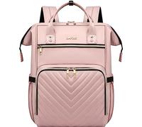 Laptop Backpack for Women, Work Business Travel Computer Bags, Teacher Backpack for Womens, Quilted Pink Casual College Daypack with USB Port, Fit 17.3 Inch Laptop