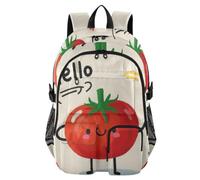 Laptop Backpack Hello Cartoon Cute Red Tomato College Work Bag 17.5 inch