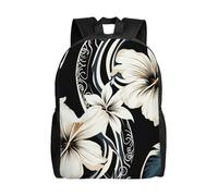 Laptop Backpack Large Capacity Carry On Backpack for Men Women Business Work Bag Fire and water phoenix Casual Daypack, Black and White Hawaiian Flowers, One Size, Travel Backpacks