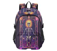 Laptop Backpack Mexican Skeleton Tarot College School Bookbag 17.5 inch