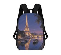Laptop Backpack Night View of The Eiffel Tower in Paris Fashion Bookbag Carry-on Daypack Crossbody Bag for Travel 17 In