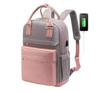 Laptop Backpack - Tech | Power Satchel - Shockproof Computer Storage Design, Organized Carry with Multiple Pockets for Travel, Work, E, Pink with Grey, Consulte la descripción, See description