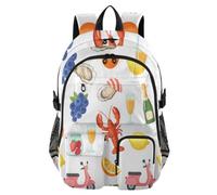 Laptop Backpack Watercolor Seafood Fruit White College School Bookbag 17.5"