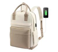 Laptop Backpack | Waterproof School Bag with USB Port Durable and Lightweight Design | Ideal for Teens Adults - Perfect, College or Work Bin, Large Storage Space, Convenient Charging on G, Khaki with