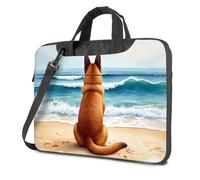 Laptop Backpack Women Dog Watching Waves On The Beach Laptop Bag Computer Cases For Laptops Computer Cases For Lapt(26x36cm)