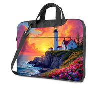Laptop Backpack Women Sunset At The Lighthouse With Flowers Laptop Bag Computer Cases For Laptops Laptop Case(29x38cm)