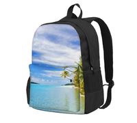 Laptop Backpack Womens Men Travel Rucksack School Book Bags for Girls Boys | Aitutaki Lagoon, Cook Islands Printed Large Capacity Travel Backpack For College Business
