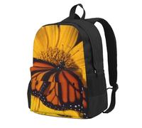Laptop Backpack Womens Men Travel Rucksack School Book Bags for Girls Boys | Butterfly On The Sunflower Printed Large Capacity Travel Backpack For College Business