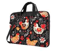 Laptop Bag 14 Inch Waterproof Portable Laptop Sleeve Case Cute Rooster Chickens Messenger Shoulder Bag Briefcase Messenger Bag W/Strap Handle
