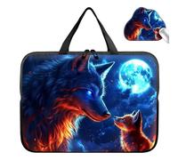 Laptop Bag 15.6 Inch,Resistant Shockproof Laptop Sleeve Case Protective Cover Carrying Case with Handle Compatible for HP Dell Lenovo Acer Asus Notebook Computer,Wolf Fox Moon-2