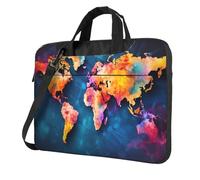 Laptop Bag Abstract World Map Messenger Shoulder Bag Shockproof Laptop Case Computer Carrying Cover Briefcase 14 inch