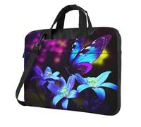 Laptop Bag Blue Purple Flower Butterfly Messenger Shoulder Bag Shockproof Laptop Case Computer Carrying Cover Briefcase 13 inch