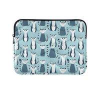 Laptop Bag Briefcase 13-14 Inch Portable, Lemurs Madagascar on Blue Pattern, Notebook Computer Pockets for Work Business
