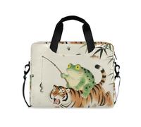 Laptop Bag Briefcase Portable Crossbody Messenger with Handle and Shoulder Strap 15.6 inch Case with Zipper Frog Riding Tigers Fishing