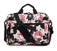 Laptop Bag Case 15.6 Inch Computer Sleeve Messenger Bag with Shoulder Strap Water Resistant Business Briefcase with Tablet Pocket for Women Lady Travel School Lawyer-Floral