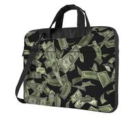 Laptop Bag Dollar Sign Design Adjustable Shoulder Strap and Hidden Handle Simplify Your Everyday, Black/White, 14 inch