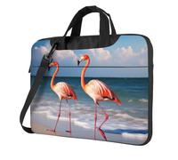 Laptop Bag Flamingo Walking on The Beach Messenger Shoulder Bag Shockproof Laptop Case Computer Carrying Cover Briefcase 13 inch