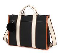 Laptop Bag for Women 15.6 Inch Lightweight Canvas Tote Bags Teacher Work Bag for School Travel, Blackblack, Large